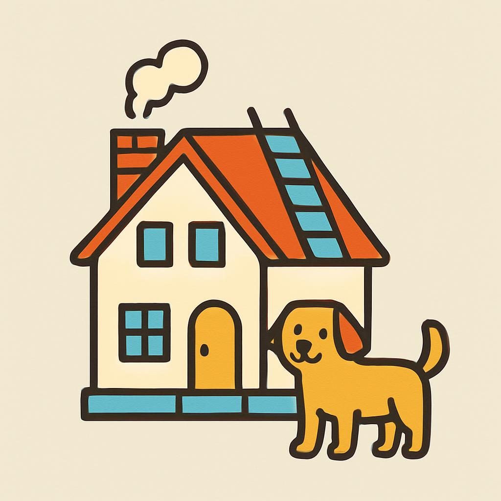 Drawing of a house with a chimney